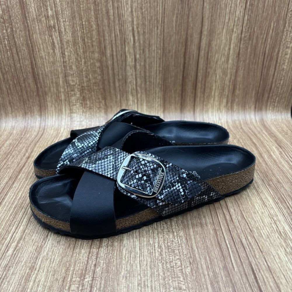 Birkenstock Siena Big Buckle Python Print Black B… - image 3